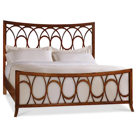 Cherry Art Nouveau California King Fretwork Bed with Circular Motif